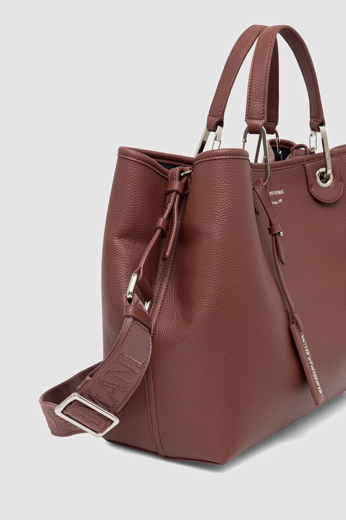 Akcesoria Emporio Armani torebka shopper damska z imitacji skóry EW000360.AF12036 bordowy
