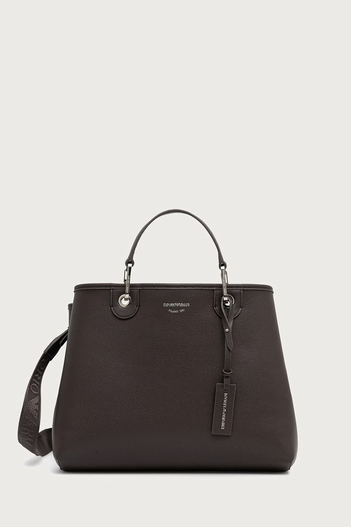 Emporio Armani Torebka shopper damska z imitacji skóry brązowy EW000360.AF12036