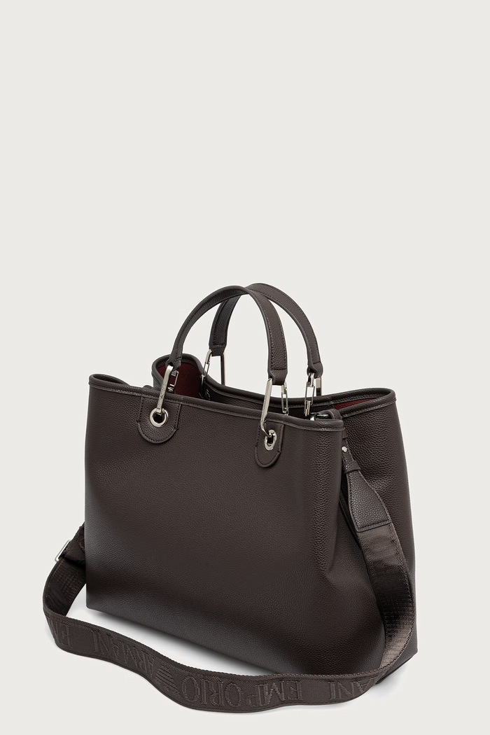 Akcesoria Emporio Armani Torebka shopper damska z imitacji skóry EW000360.AF12036 brązowy