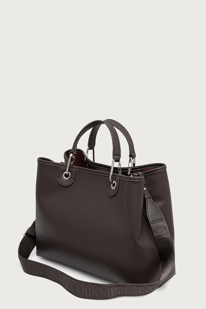 Akcesoria Emporio Armani Torebka shopper damska z imitacji skóry EW000360.AF12036 brązowy