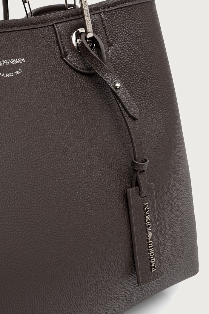 Torebka shopper damska z imitacji skóry Emporio Armani EW000360.AF12036 brązowy