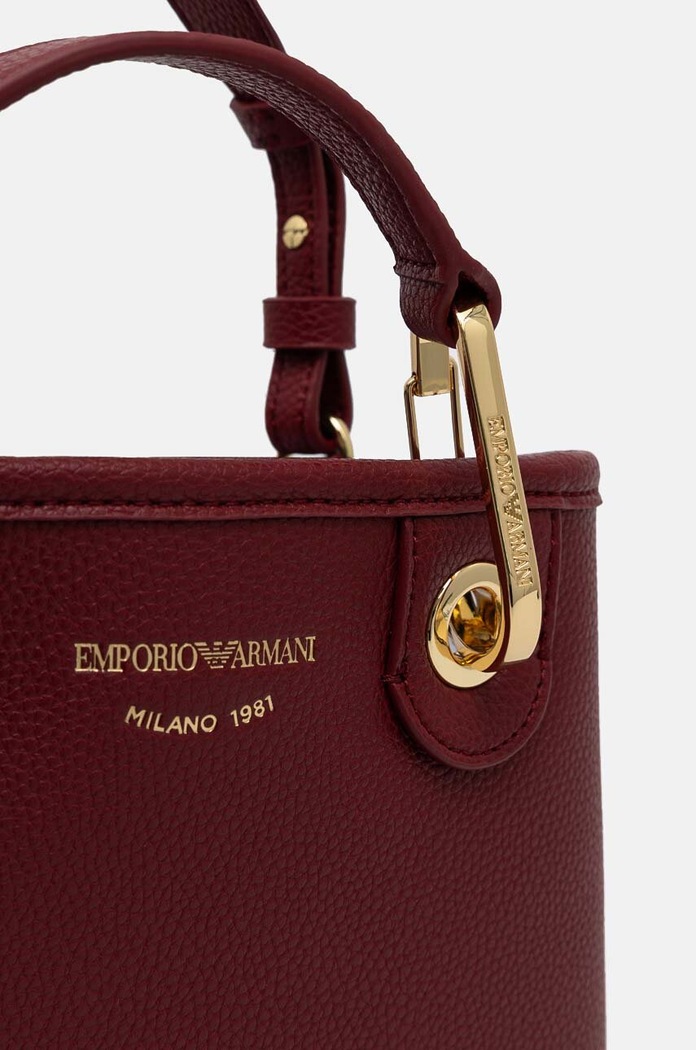 Akcesoria Emporio Armani torebka crossbody damska z imitacji skóry EW000382.AF12036 bordowy