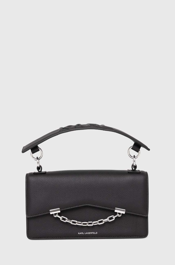 Δερμάτινη τσάντα Karl Lagerfeld λείο δέρμα μαύρο 245W3028