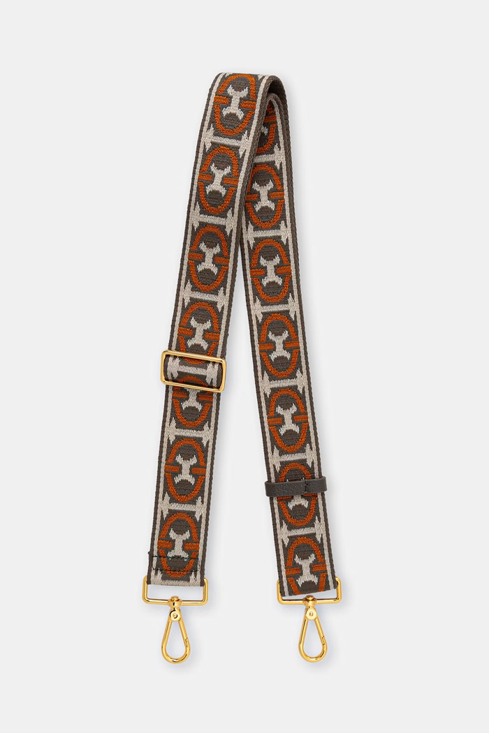 Coccinelle pasek do torebki damski NASTRO MONOGRAM TRICOLOR E3.N24.68.25.21 zielony AW24