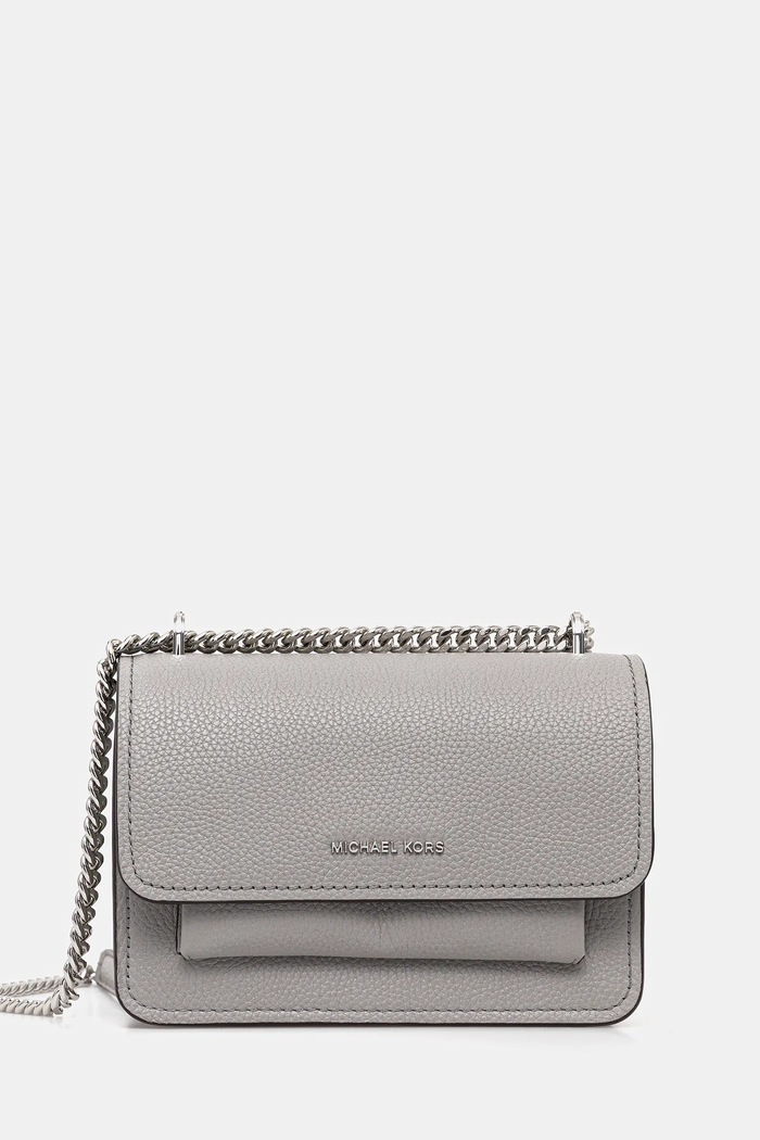 Шкіряна сумочка MICHAEL Michael Kors лицьова шкіра сірий 32T4SC7C1T
