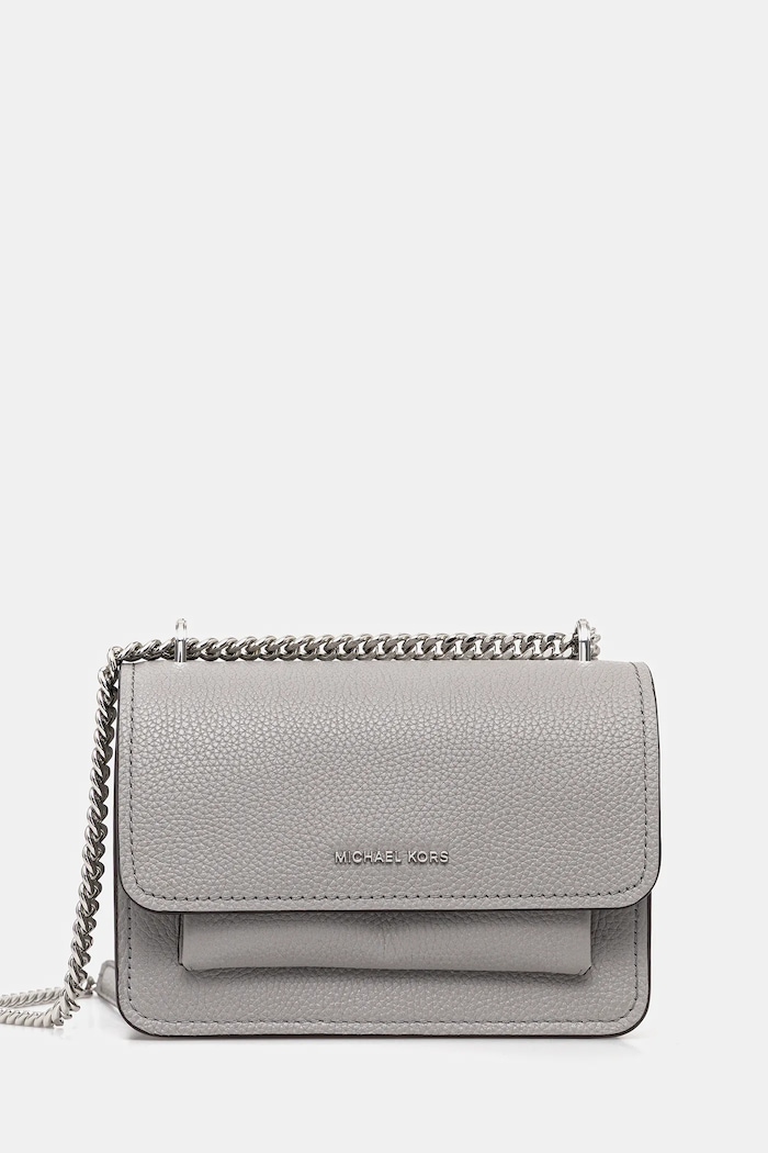 Шкіряна сумочка MICHAEL Michael Kors лицьова шкіра сірий 32T4SC7C1T