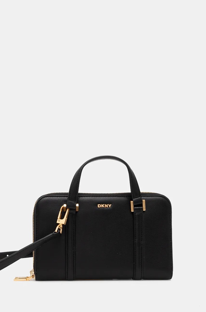 Kožená kabelka Dkny přírodní kůže černá R435KG49