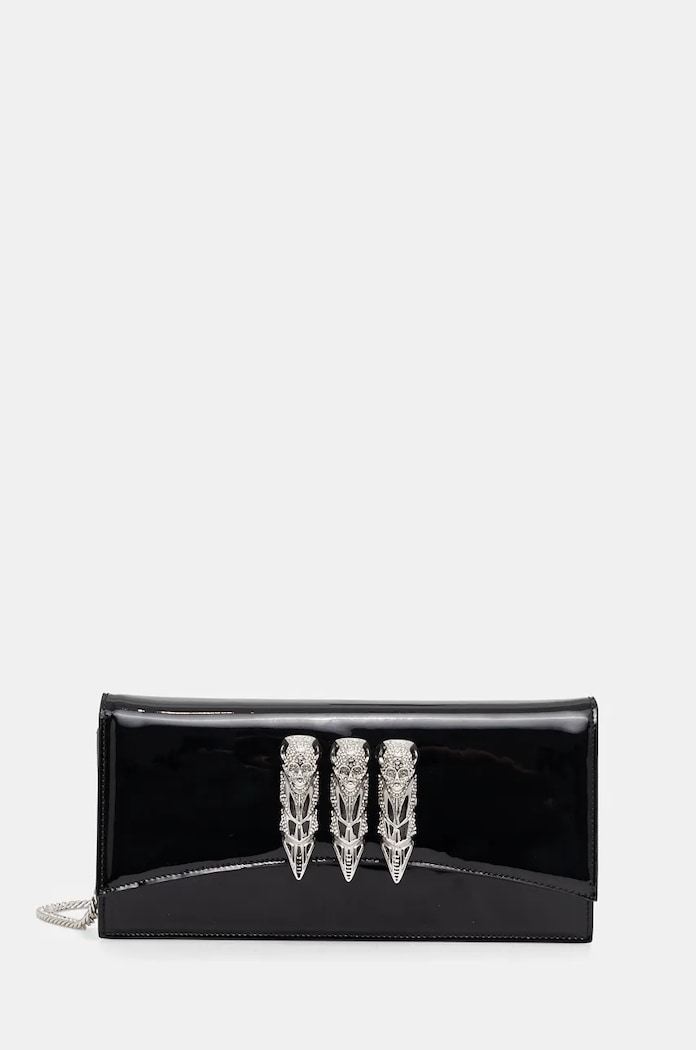 Кожен клъч Philipp Plein гладка кожа черен AADA.WBA2044.PLE010N
