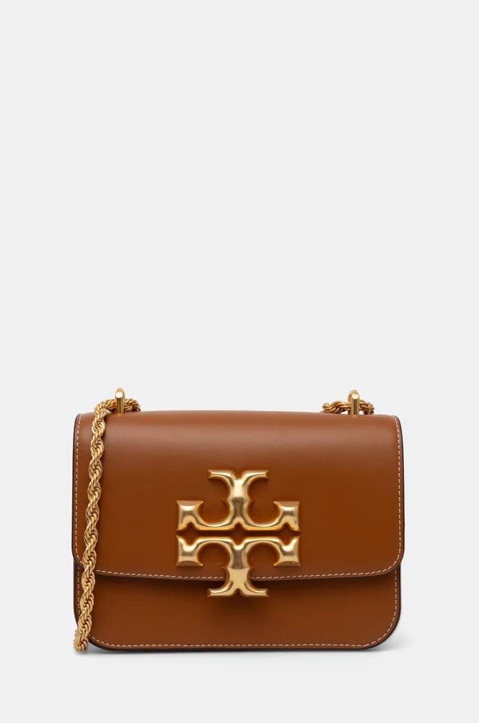 Δερμάτινη τσάντα Tory Burch Eleanor λείο δέρμα καφέ 73589.201