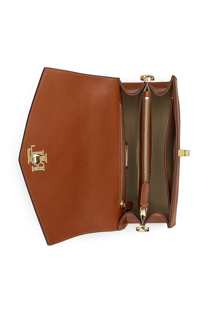 Kožená kabelka Lauren Ralph Lauren hnědá 431915781