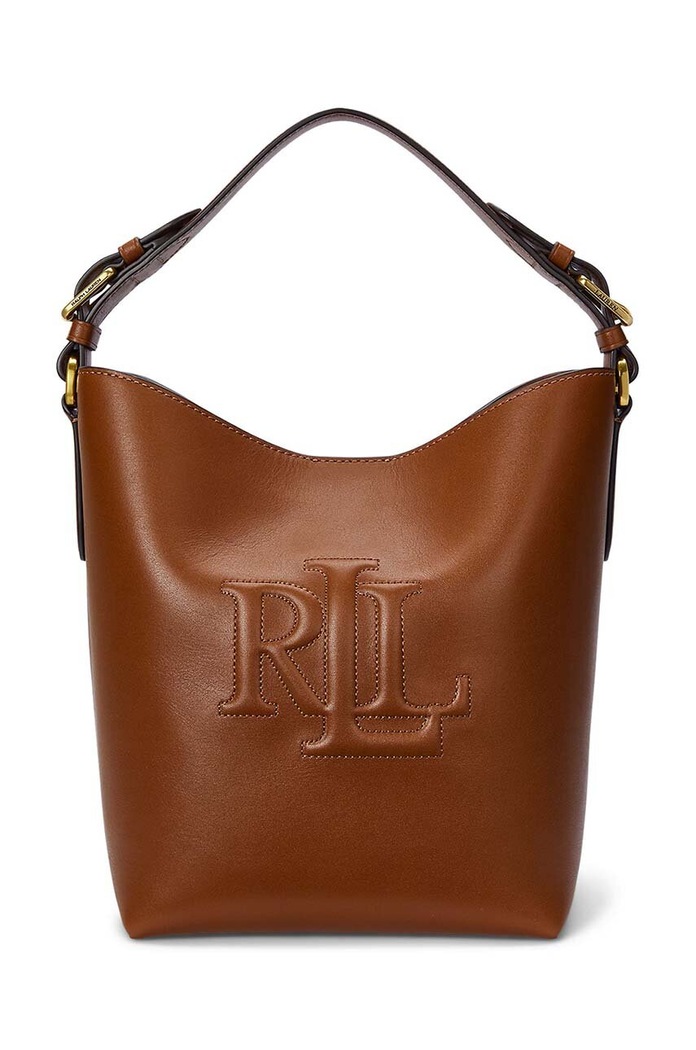 Kožená kabelka Lauren Ralph Lauren přírodní kůže hnědá 431950855