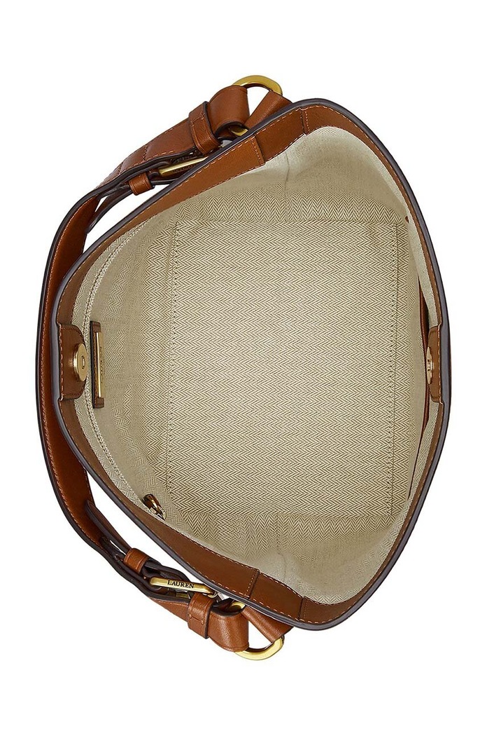 Kožená kabelka Lauren Ralph Lauren hnědá 431950855