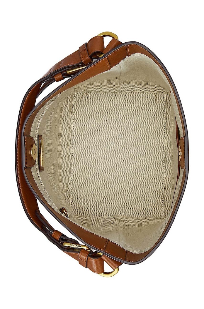 Kožená kabelka Lauren Ralph Lauren hnědá 431950855