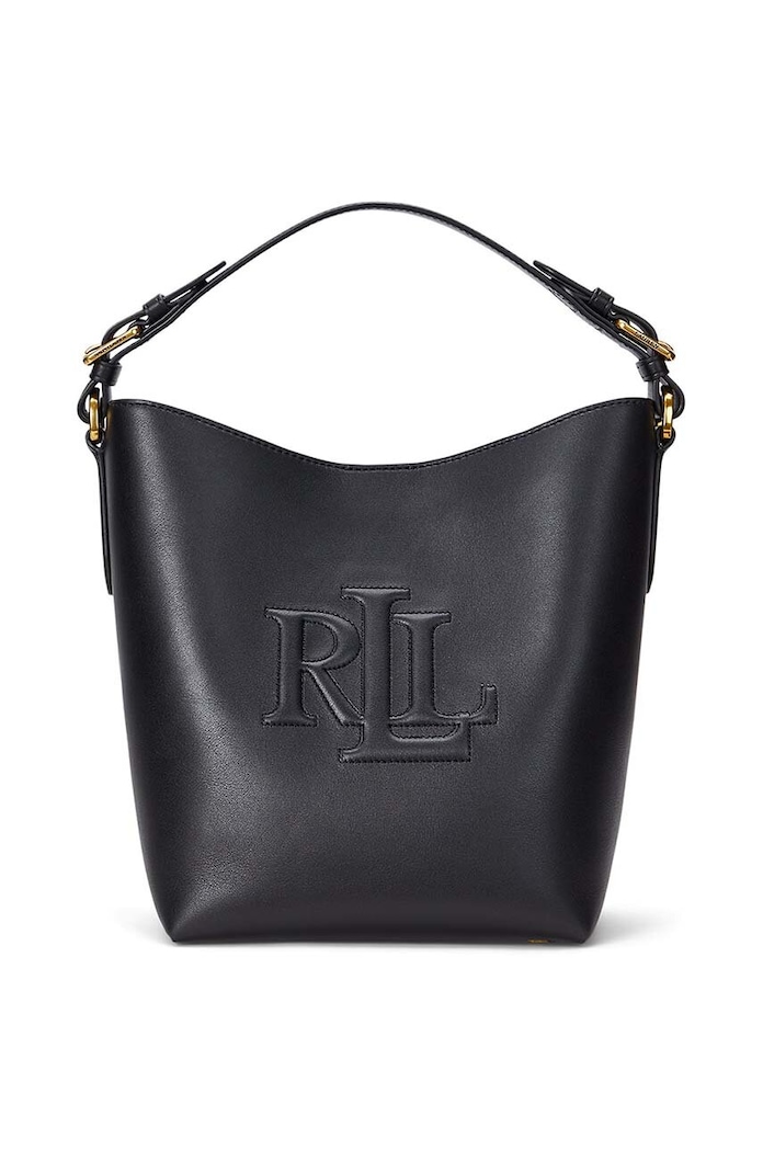 Kožená kabelka Lauren Ralph Lauren přírodní kůže černá 431950855