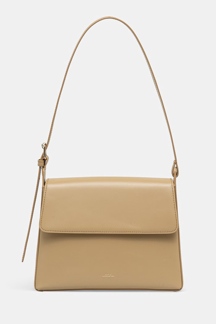 A.P.C. torebka skórzana sac virginie flap skóra licowa beżowy PXBRU.F61924