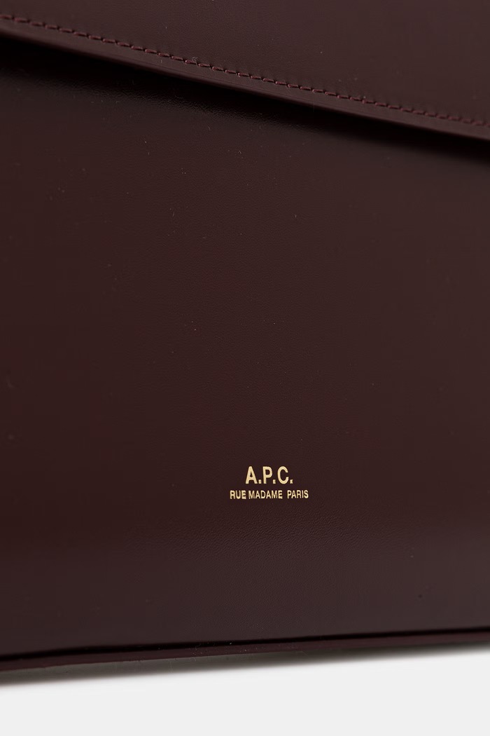 A.P.C. torebka skórzana sac virginie flap bordowy PXBRU.F61924