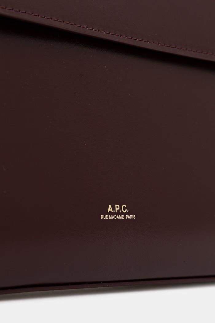 A.P.C. torebka skórzana sac virginie flap bordowy PXBRU.F61924