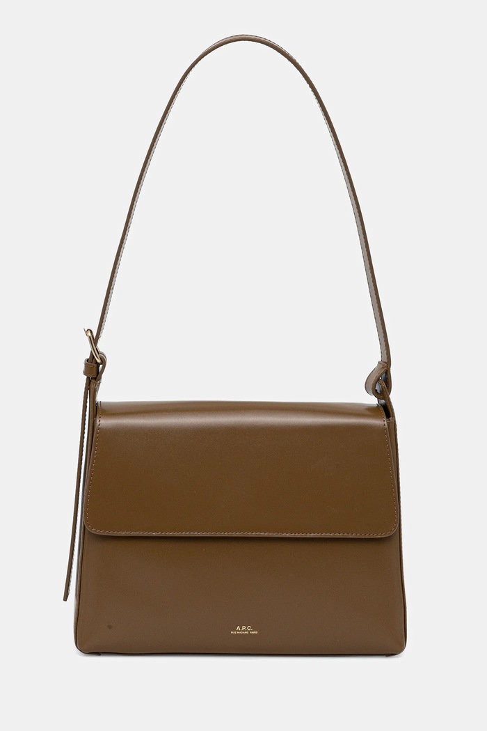 A.P.C. leather handbag sac virginie flap brown PXBRU.F61924