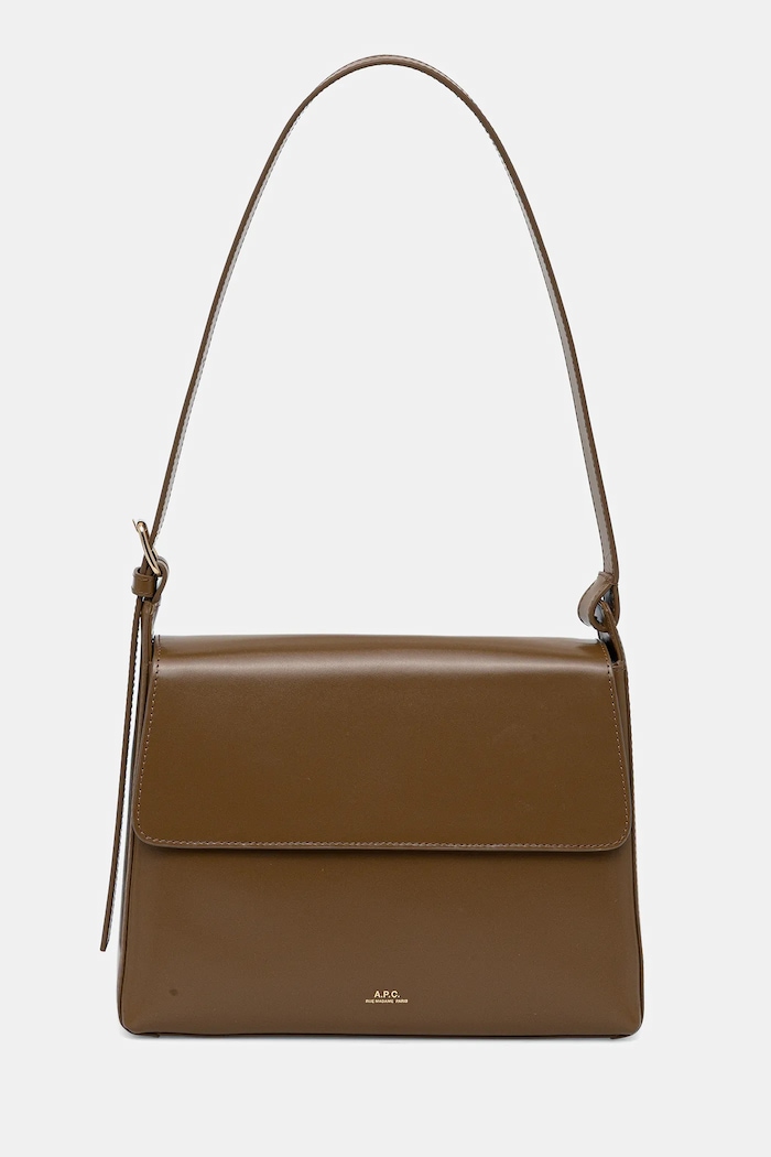 A.P.C. leather handbag sac virginie flap brown PXBRU.F61924