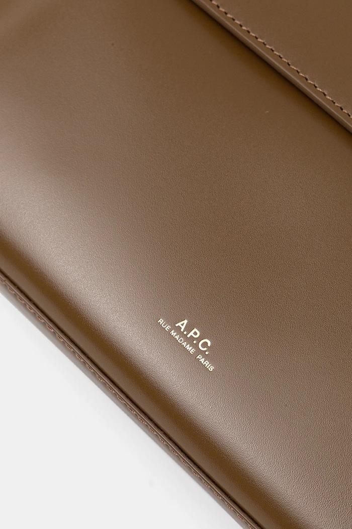 A.P.C. leather handbag sac virginie flap brown PXBRU.F61924