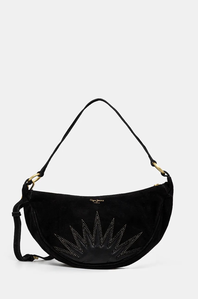 Semišová kabelka Pepe Jeans NADINE EDEN nášivka černá PL031588