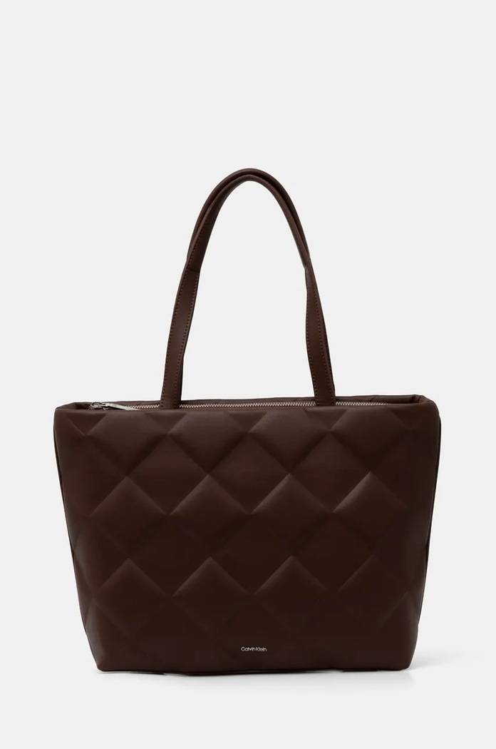 Torba Calvin Klein imitacija zrnate kože smeđa K60K612906
