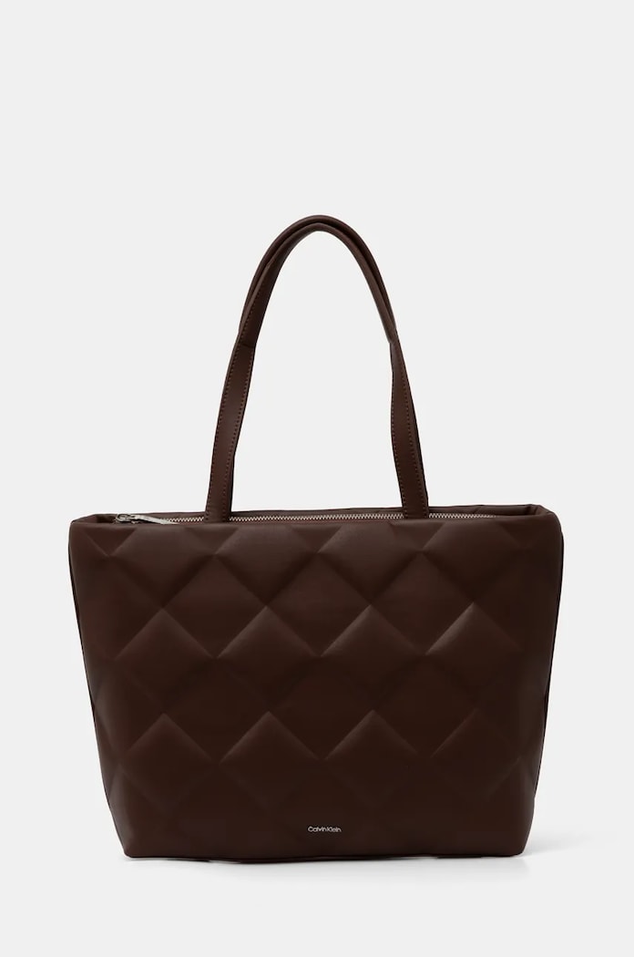 Torba Calvin Klein imitacija zrnate kože smeđa K60K612906