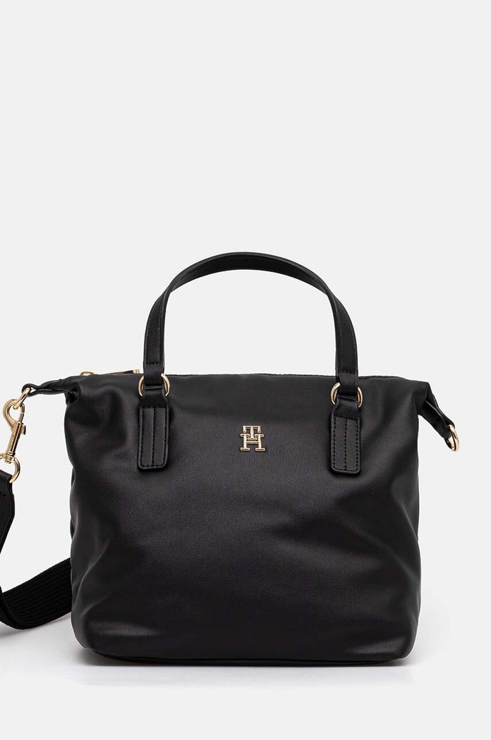 Kabelka Tommy Hilfiger jednofarebný čierna AW0AW17015