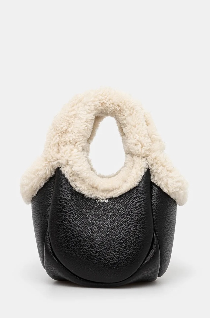 Kožená kabelka Coperni Shearling Mini Bucket Swipe Bag usňová koža čierna COPBA69840S