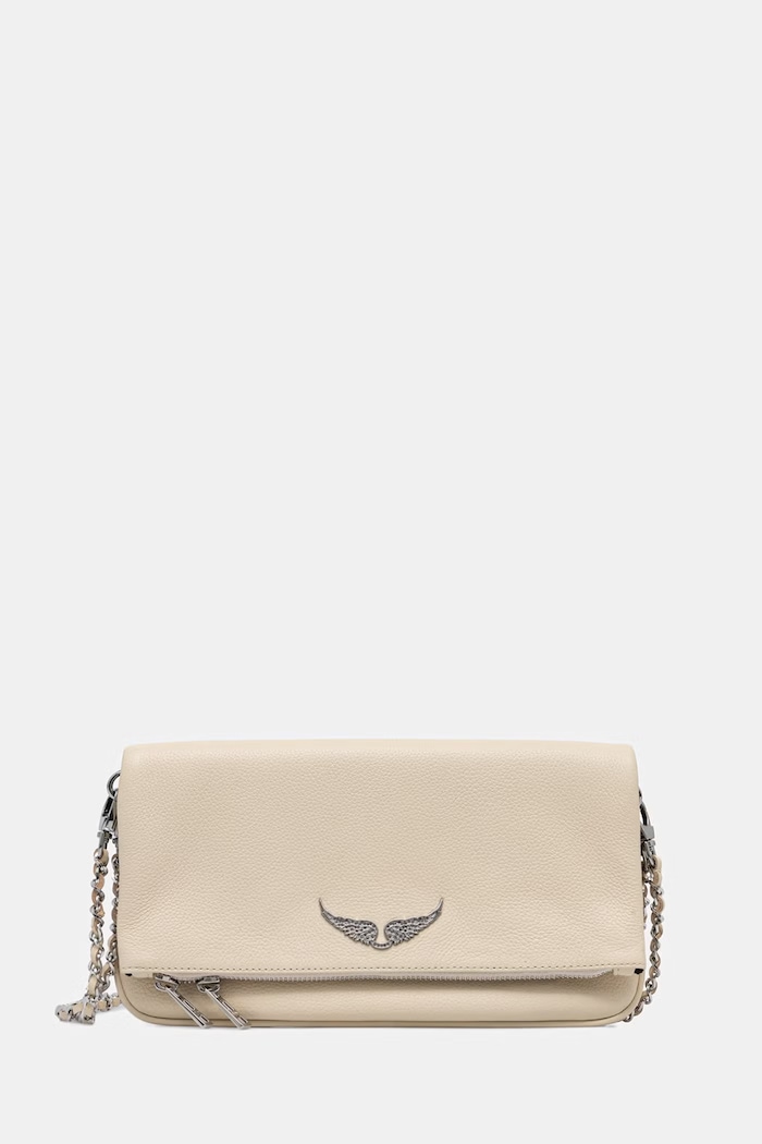 Zadig&Voltaire torebka damska skórzana ROCK GRAINED LEATHER beżowy LWBA00001