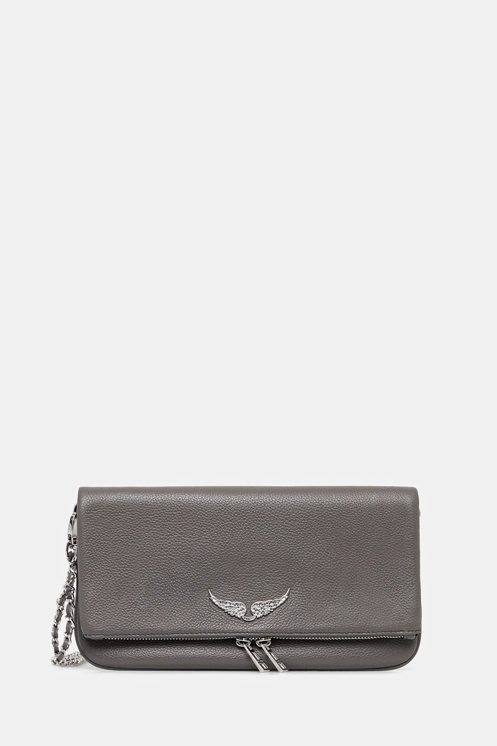Zadig&Voltaire taška dámská kožená ROCK GRAINED LEATHER šedá LWBA00001