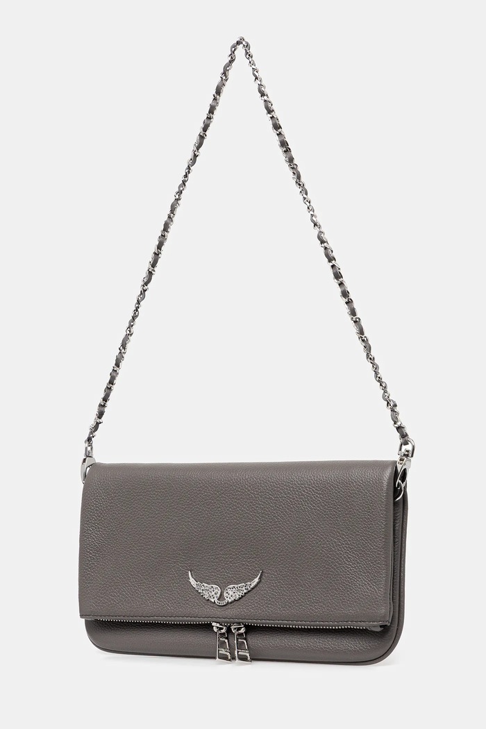 Zadig&Voltaire taška dámská kožená ROCK GRAINED LEATHER LWBA00001 šedá AA00