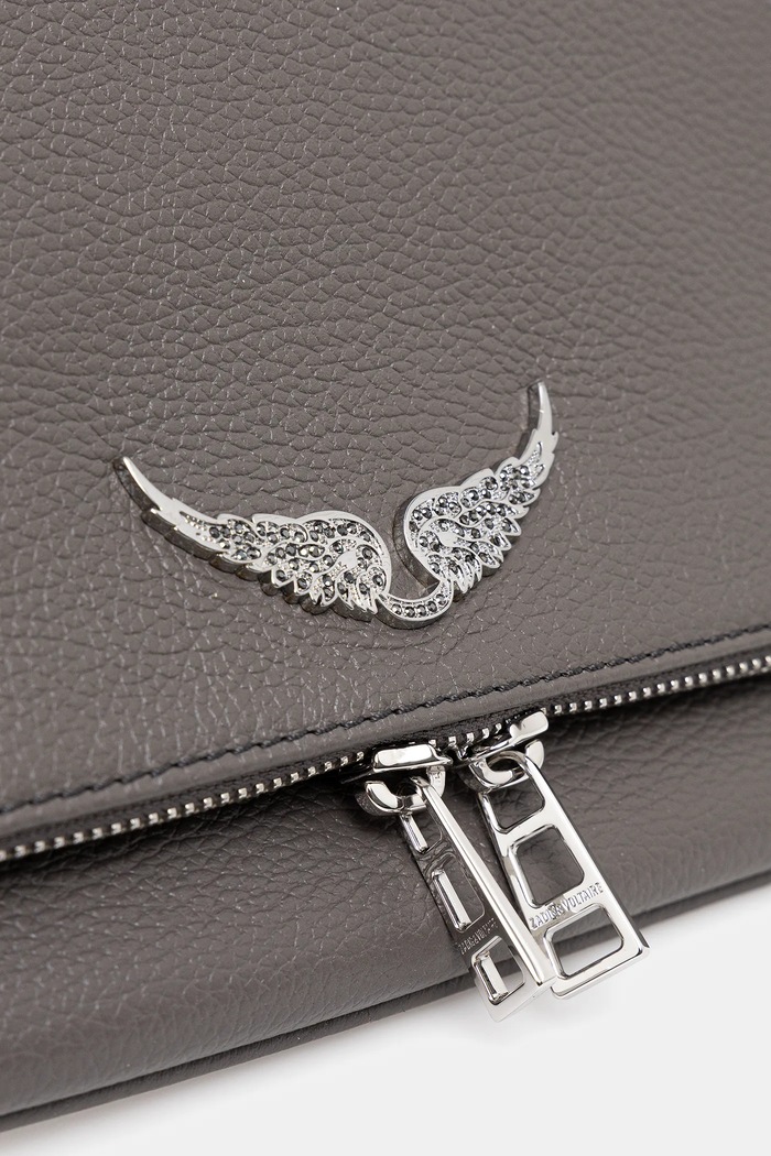 Zadig&Voltaire taška dámská kožená ROCK GRAINED LEATHER šedá LWBA00001