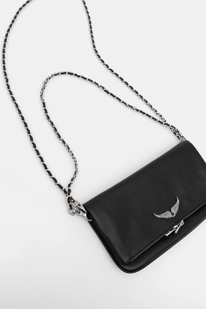 Zadig&Voltaire geantă pentru femei din piele ROCK GRAINED LEATHER LWBA00001 negru AA00