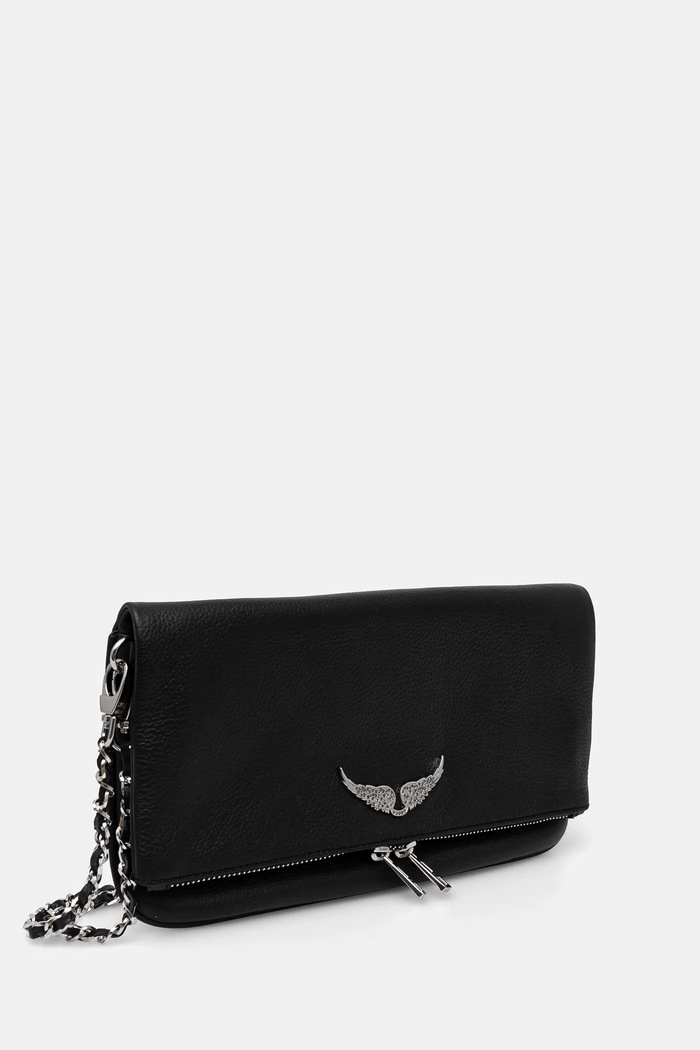Accesorii Zadig&Voltaire geantă pentru femei din piele ROCK GRAINED LEATHER LWBA00001 negru
