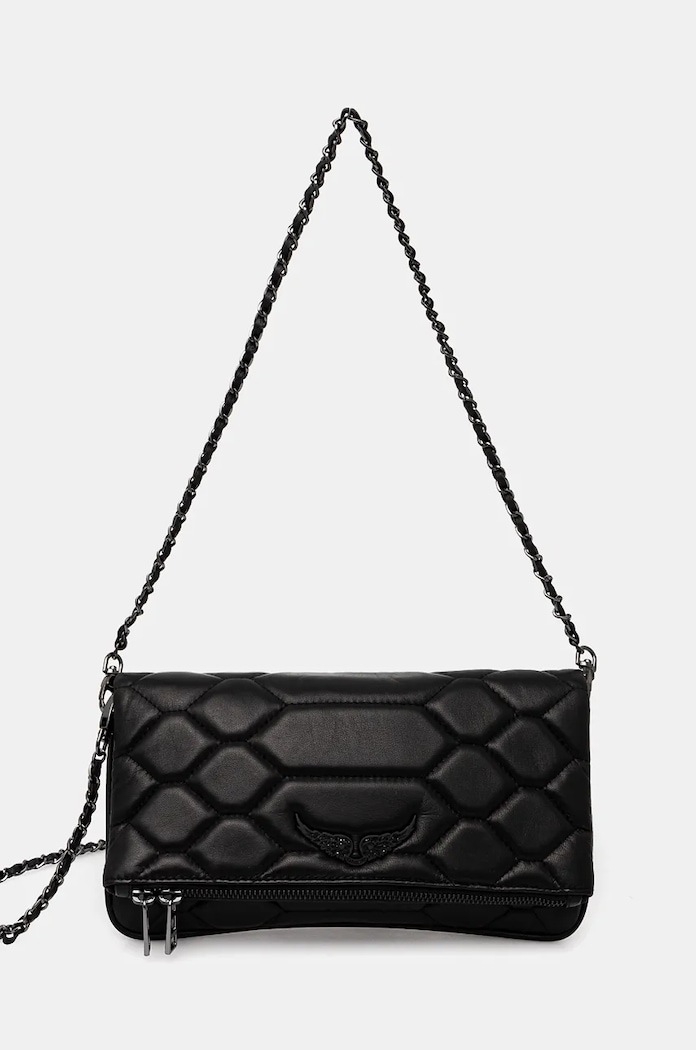 Kožená kabelka ZADIG&VOLTAIRE ROCK XL MAT SCALE přírodní kůže černá LWBA02581