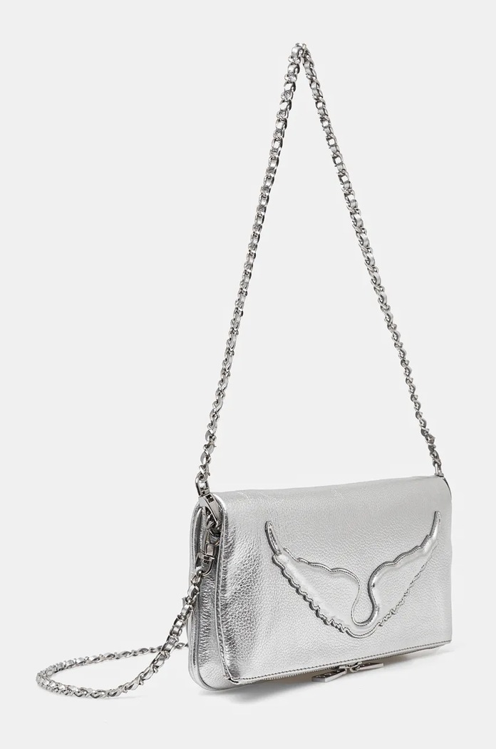 Kožená kabelka ZADIG&VOLTAIRE LWBA02551 stříbrná AW24