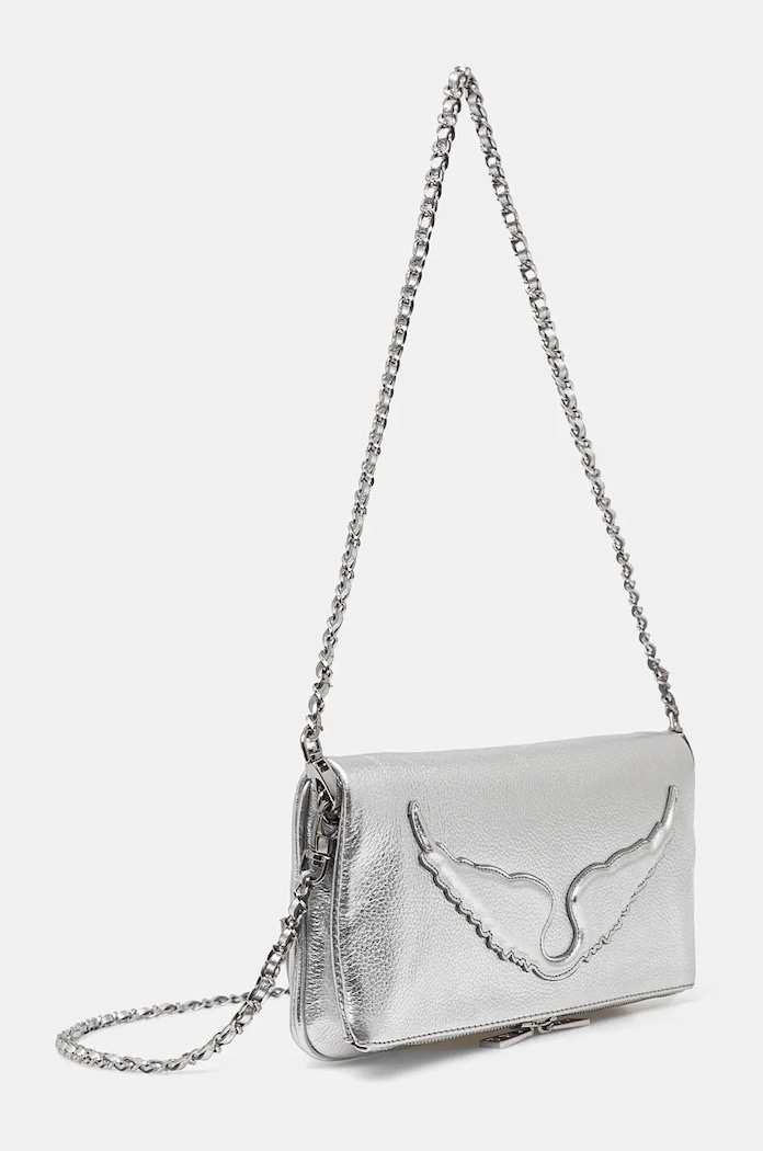 Kožená kabelka ZADIG&VOLTAIRE LWBA02551 stříbrná AW24