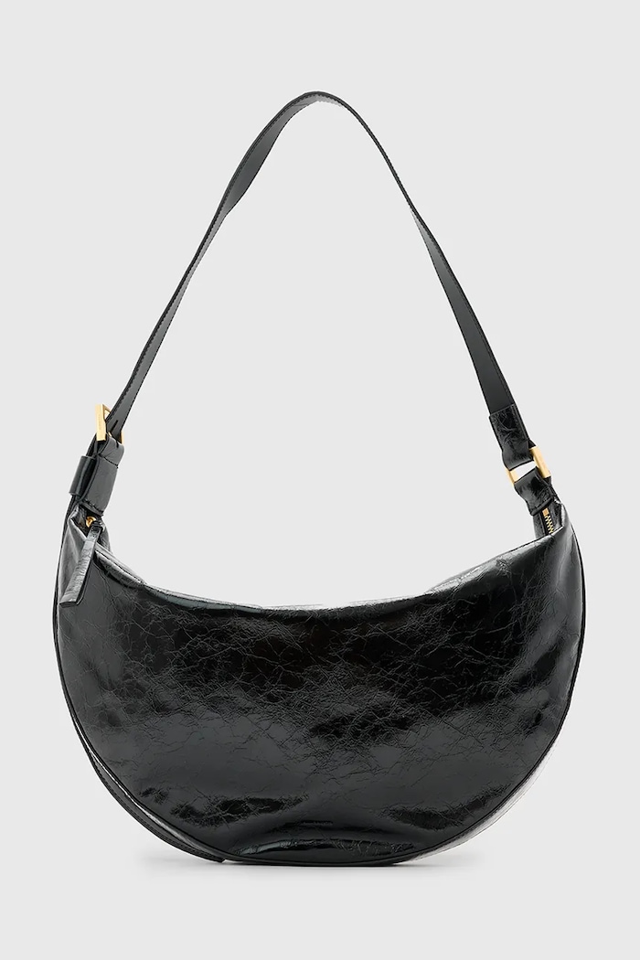 Kožená kabelka AllSaints HALF MOON přírodní kůže černá W020XZ