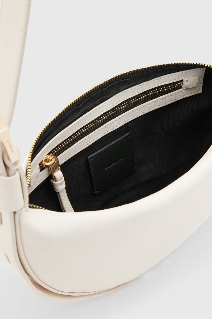 Kožená kabelka AllSaints HALF MOON bílá W301XB