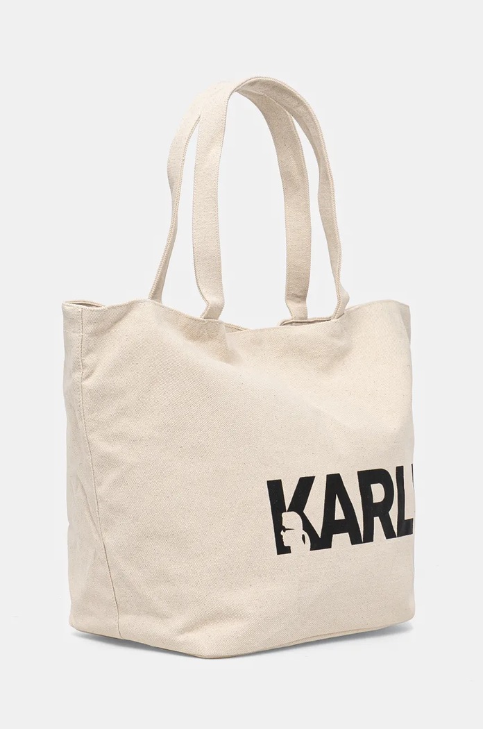 Karl Lagerfeld geanta de bumbac 246W3886 bej SS25