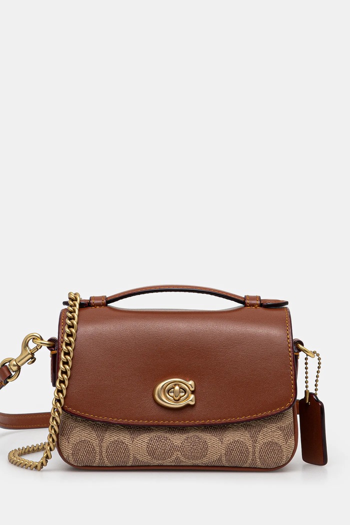 Coach leather handbag Cassie detachable strap beige CW566