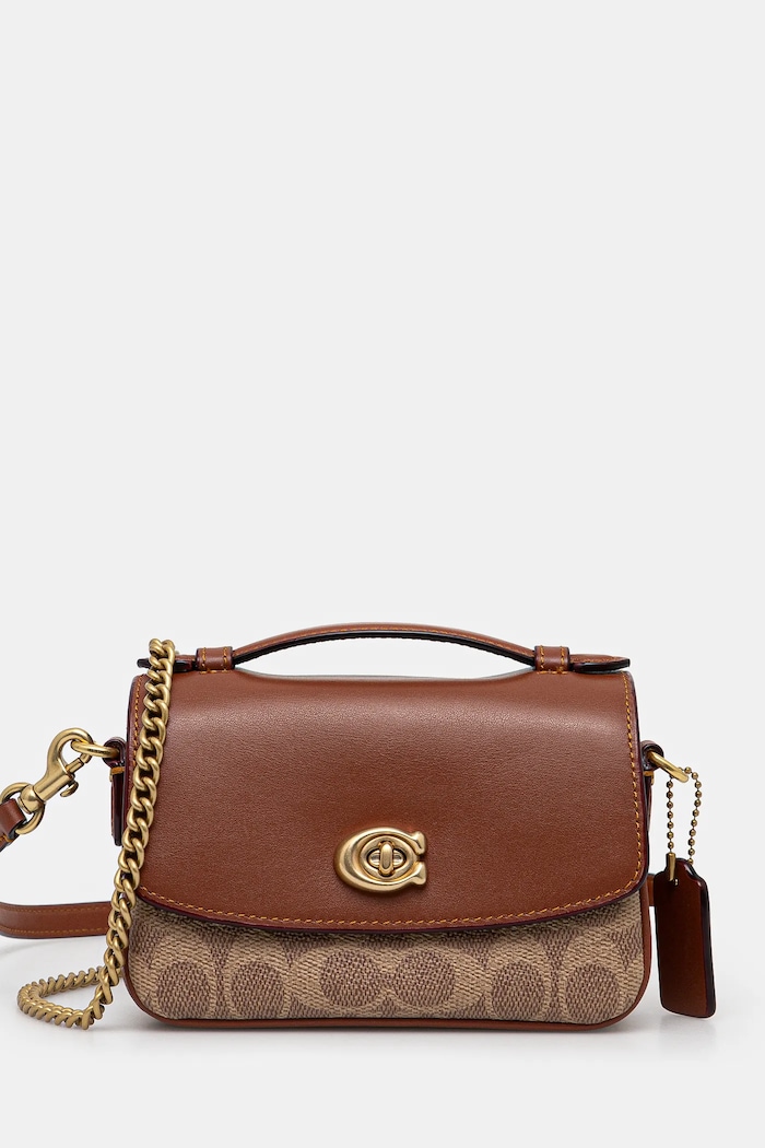 Coach leather handbag Cassie detachable strap beige CW566