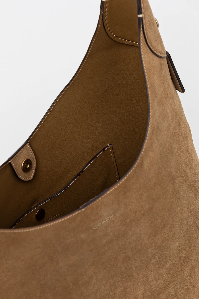 Coach nákupní taška dámská semišová Suade Brooklyn Shoulder Bag 39 CW636 zelená