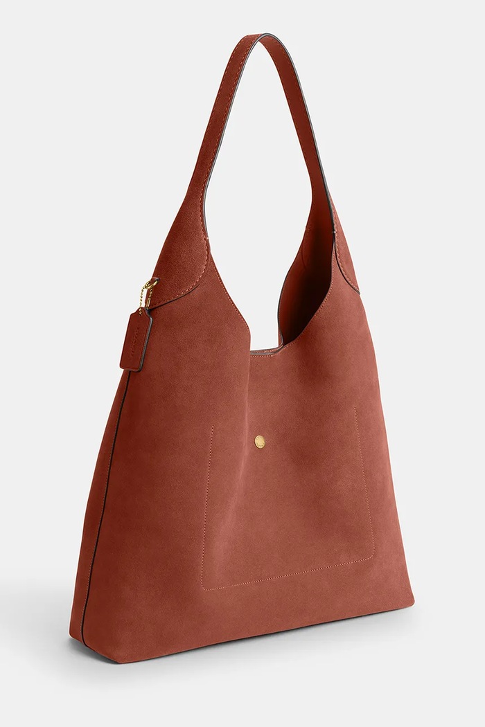 Accesorii Coach geantă shopper femei din piele întoarsă Suade Brooklyn Shoulder Bag 39 CW636 maro