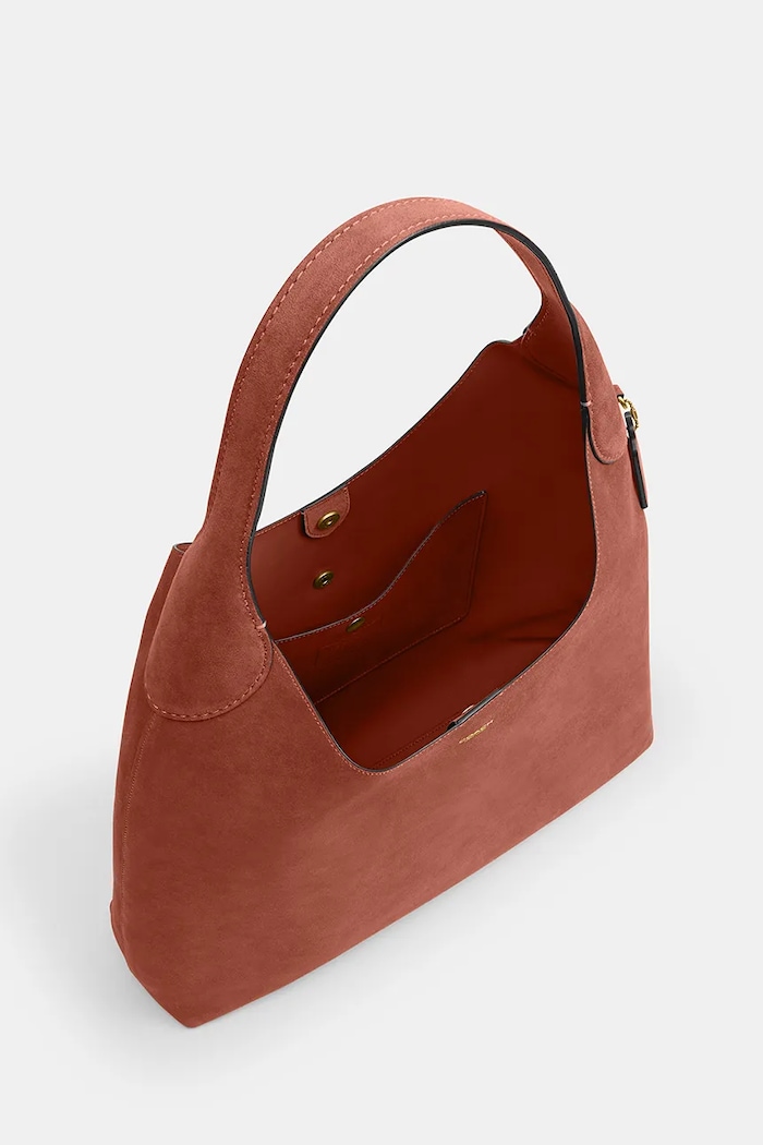 Coach geantă shopper femei din piele întoarsă Suade Brooklyn Shoulder Bag 39 maro CW636