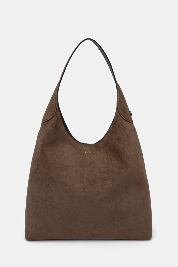 Coach torebka shopper damska zamszowa Suade Brooklyn Shoulder Bag 39 skóra zamszowa brązowy CW636