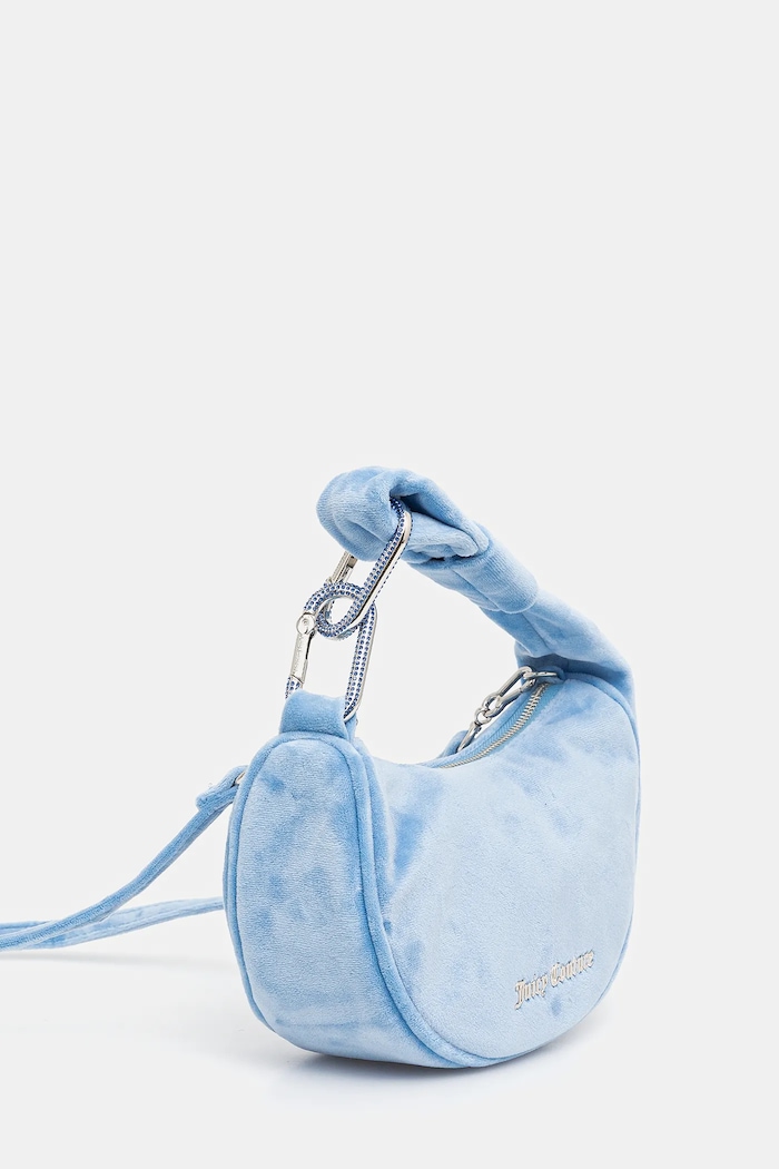 Juicy Couture Torebka hobo damska welurowa Blossom BIJL55311WPO niebieski SS26