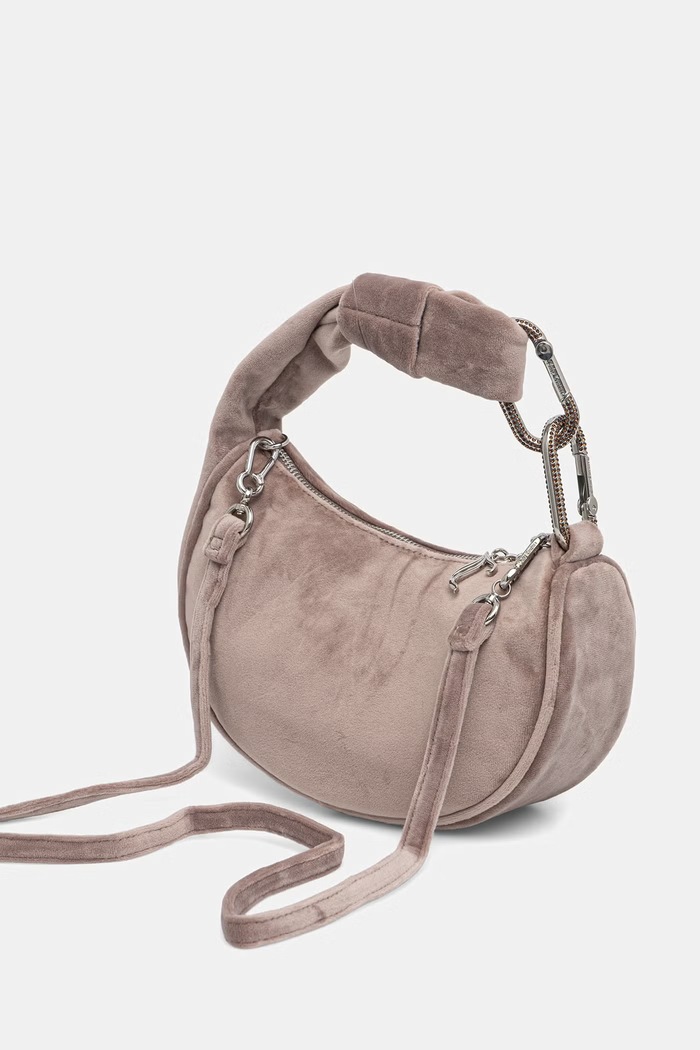 Akcesoria Juicy Couture torebka hobo damska welurowa Blossom BIJL55311WPO beżowy