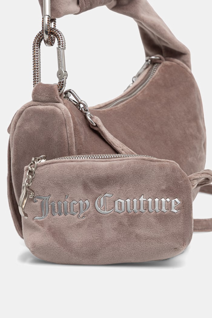 Juicy Couture torebka hobo damska welurowa Blossom BIJL55311WPO beżowy
